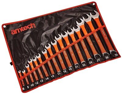 16PC SPANNER SET SOFT GRIP RED DROP FORGED COMBINATION IN CASE 6-32MM K0550