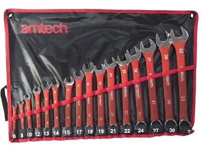 16PC SPANNER SET SOFT GRIP RED DROP FORGED COMBINATION IN CASE 6-32MM K0550