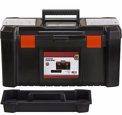 19" TOOL BOX CHEST BAG STORAGE BAG PLASTIC CASE & TRAY HEAVY DUTY TB095