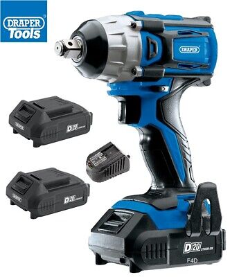 DRAPER IMPACT WRENCH 20V 1/2" LI-ION D20 CORDLESS RATCHET INC 2 BATTERIES 55343