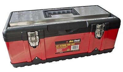 23" TOOL BOX STAINLESS STEEL CHEST BAG STORAGE & REMOVABLE TRAY HEAVY DUTY N0150