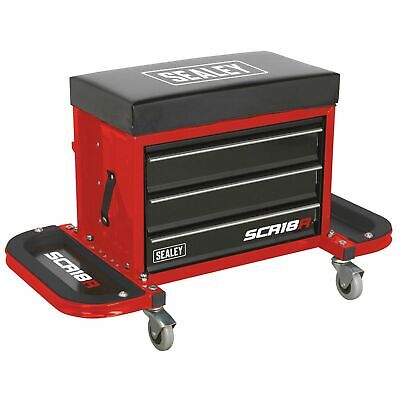 SEALEY CREEPER SEAT STORAGE DRAWERS TOOL BOX TROLLEY MECHANICS PADDED SCR18R