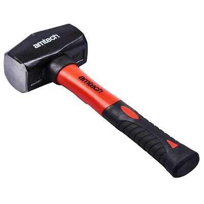 2KG LUMP SLEDGE HAMMER WITH FIBREGLASS SHAFT RUBBER GRIP HANDLE A0470