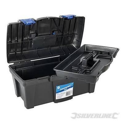 SILVERLINE TOOL BOX 18" PLASTIC STORAGE CHEST BAG & REMOVABLE TRAY 250294