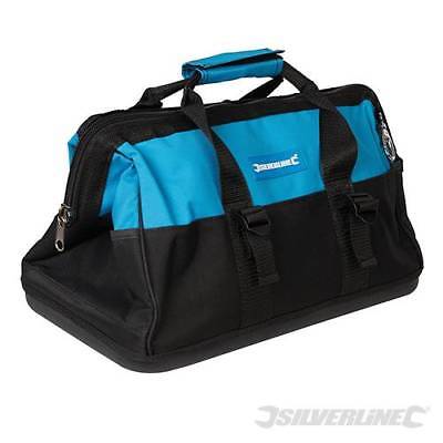 SILVERLINE TOOL BAG 16" 400MM BOX HARD BASE CHEST STORAGE TOTE CADDY CASE 268974