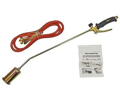 Gas Weed Burner Long Arm Butane Propane Torch Regulator Hose Roofer Plumber Kit