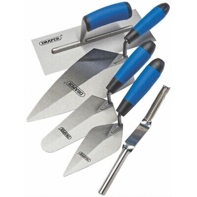 DRAPER TROWEL SET 5PC SOFT GRIP TRADESMAN BRICK PLASTERING POINTING 70372