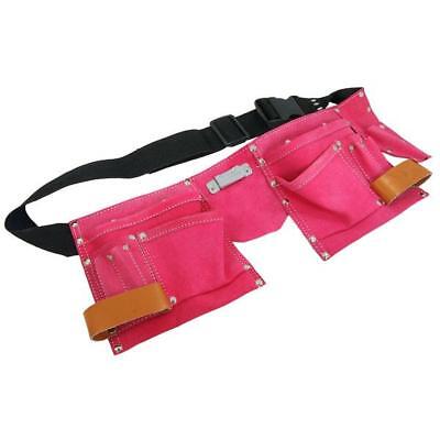 Tool Belt Fancy Dress Pink 11 Pocket Leather Builders Adjustable Hammer TZ TB015