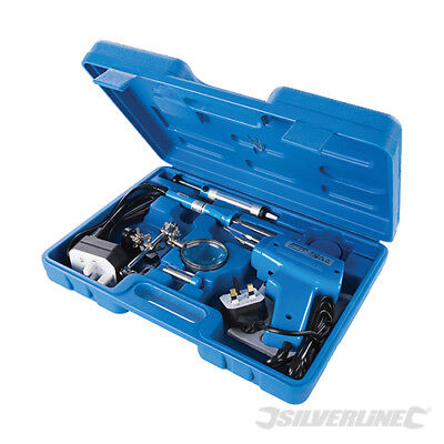 Silverline Soldering Gun 845318 9pc 100w Electric & 30w Iron Solder Stand Kit