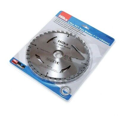 HILKA 3PC HEAVY DUTY 184MM 7 1/4" TCT CIRCULAR WOOD SAW CUTTING BLADE 51184003