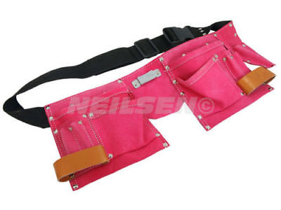 Tool Belt Pink Fancy Dress 11 Pocket Leather Double  Builders Hammer Loop TB015