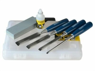 Stanley 5002 4PC Bevel Edged Wood Chisel Set & Oilstone STA016130