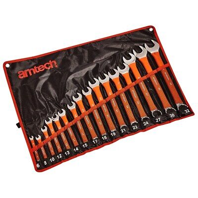 16PC SPANNER SET SOFT GRIP RED DROP FORGED COMBINATION IN CASE 6-32MM K0550