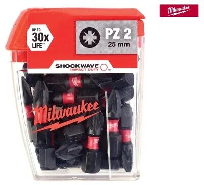 Milwaukee 25pc Shockwave PZ2 Impact Screwdriver Drill Bits Set 25mm New