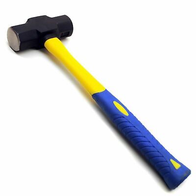 3LB LUMP HAMMER WITH FIBREGLASS SHAFT RUBBER GRIP SLEDGE HANDLE HM085