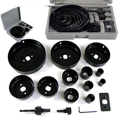 16PC HOLE SAW CUTTING SET KIT 19-127MM WOOD CARBON STEEL CUTTER CIRCULAR ROUND