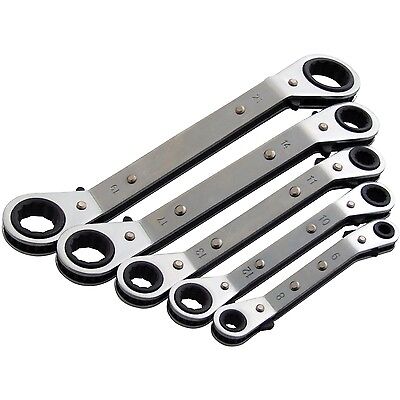 5PC SPANNER SET OFFSET METRIC REVERSIBLE RATCHET RING WRENCH SET 6-21MM CT1624