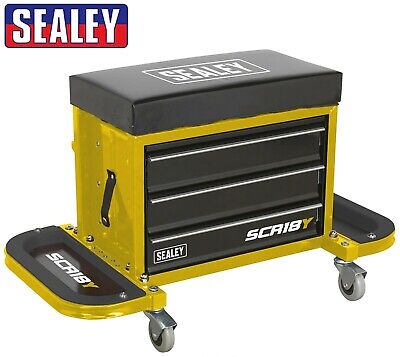 SEALEY CREEPER SEAT MECHANICS STORAGE DRAWERS TOOL BOX TROLLEY PADDED SCR18Y