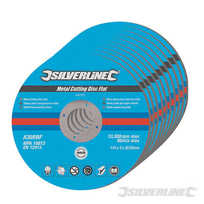 10PC SILVERLINE 115M 4.5" FLAT METAL ANGLE GRINDER CUTTING DISCS 447131