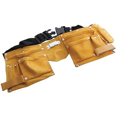 Tool Belt 11 Pocket Leather Builders Adjustable Hammer Loop Heavy Duty N0950