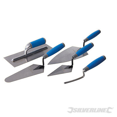 SILVERLINE TROWEL SET 5PC 395016 SOFT GRIP BRICK PLASTERING BUILDER POINTING