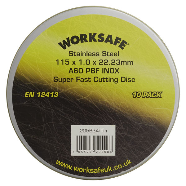 Sealey 205634/TIN Cutting Disc Flat Stainless Steel (INOX) �115 x 1 x 22mm - Pack of 10