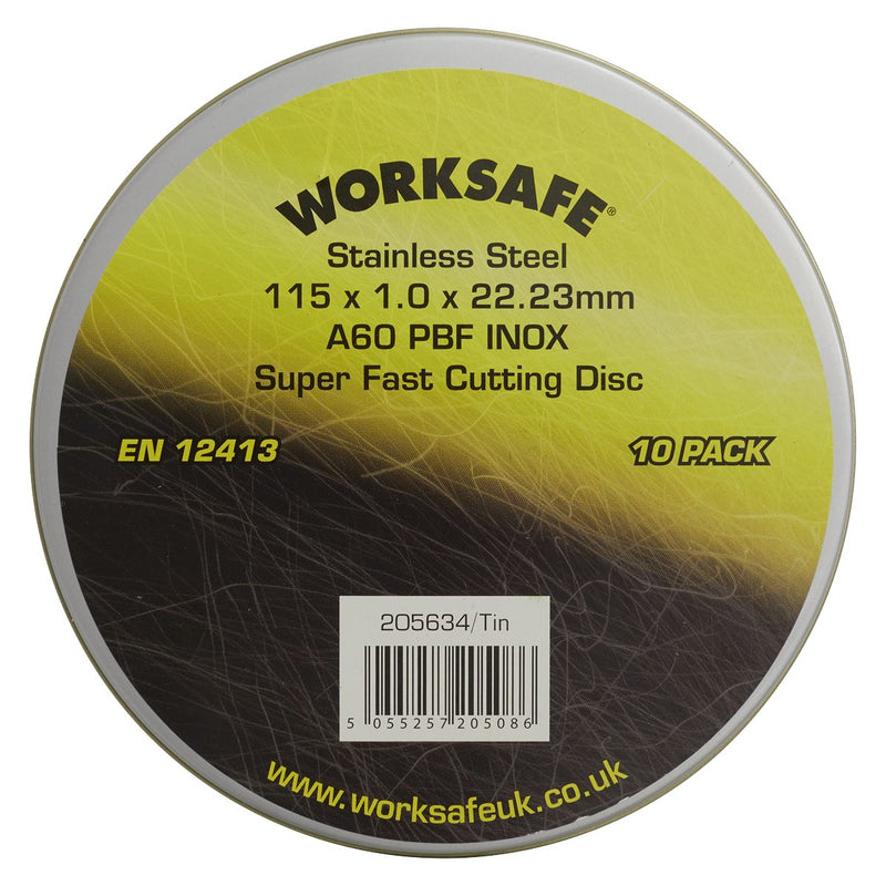 Sealey 205634/TIN Cutting Disc Flat Stainless Steel (INOX) �115 x 1 x 22mm - Pack of 10