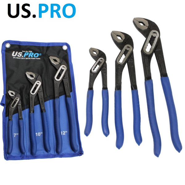 US PRO WATERPUMP PLIER 3PC 7" 10" 12" PIPE WRENCH PLUMBERS PLIERS 2298