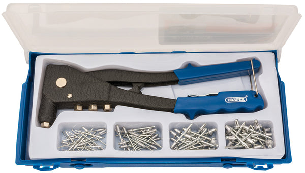 Draper Hand Riveter Kit for Aluminium Rivets, 1 x Case 27843