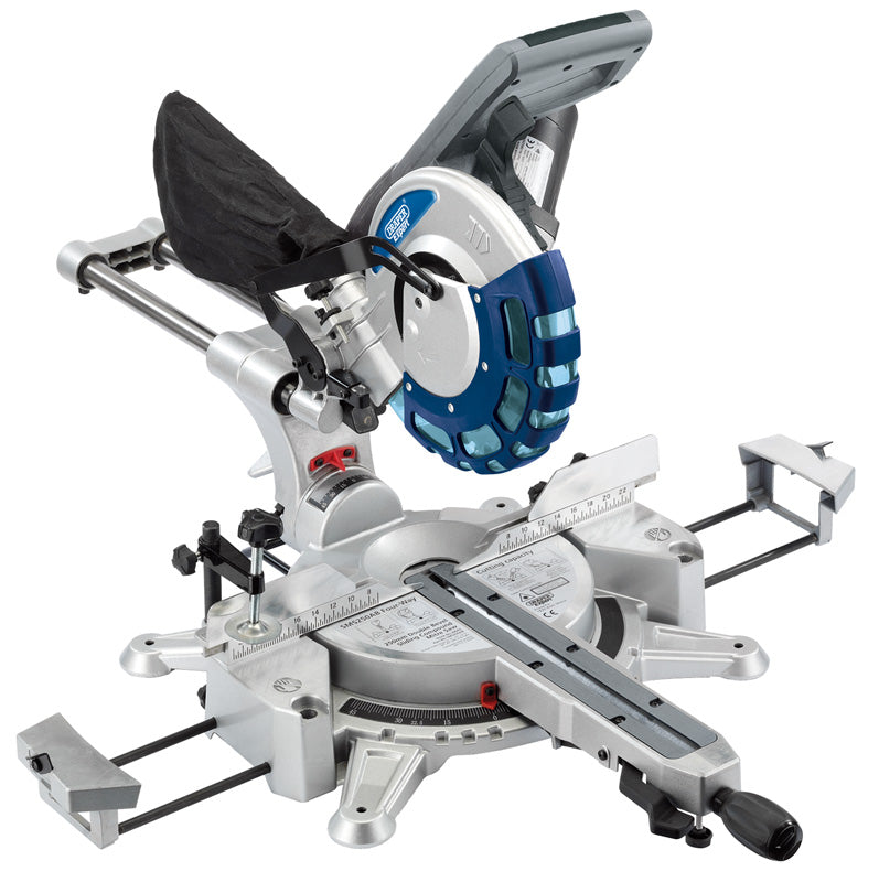 Draper 28043 250mm Double Bevel Sliding Compound Mitre Saw with Laser Cutting Guide (2000W)