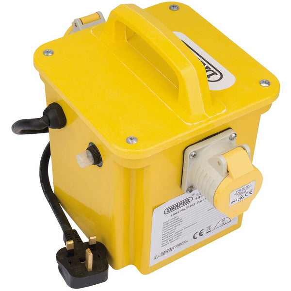 Draper 230V to 110V Portable Site Transformer, 1.5kVA 31263