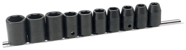 Draper 1/2" Sq. Dr. Hi-Torq&#174; Metric Impact Socket Set on a Rail (10 Piece) 33667