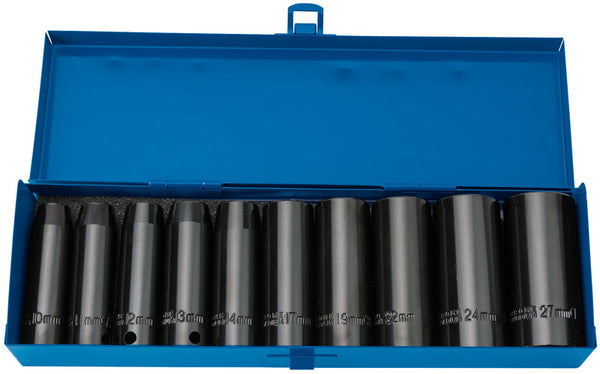 Draper Draper HI-TORQ&#174; Metric Deep Impact Socket Set, 1/2" Sq. Dr. (10 Piece) 38369