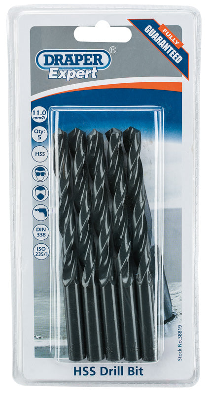 Draper HSS Drill Bit, 11.0mm (Pack of 5) 38819