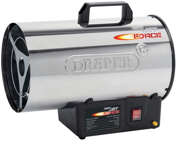 Draper 39039 Jet Force, Stainless Steel Propane Space Heater - 40,900 BTU (12kW)