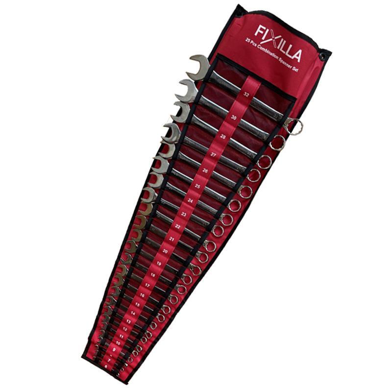 FIXILLA SPANNER SET 25PC COMBINATION METRIC 6MM-32MM WRENCH RING HEAVY DUTY