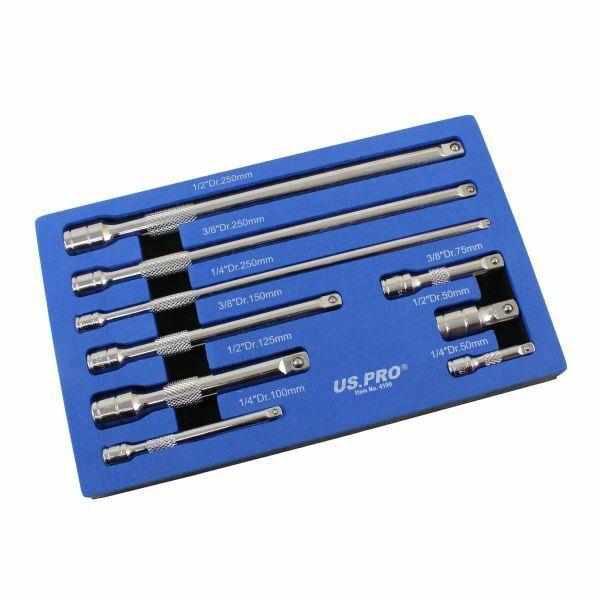 US PRO EXTENSION BAR SOCKET SET 9PC 3/8" 1/4" 1/2" DRIVE RATCHET SET 4190