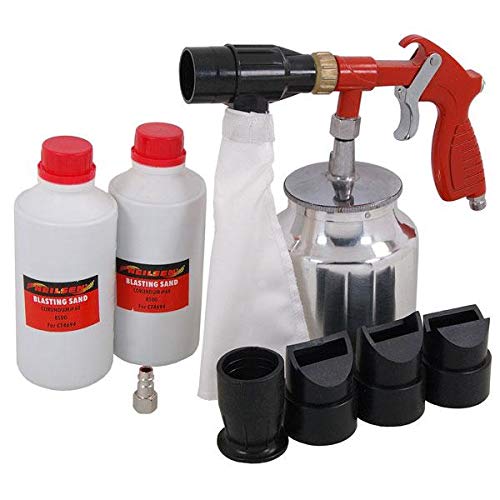 Air Sandblaster Gun Kit - Includes Blasting Sand Grit 60 and 4 Nozzles