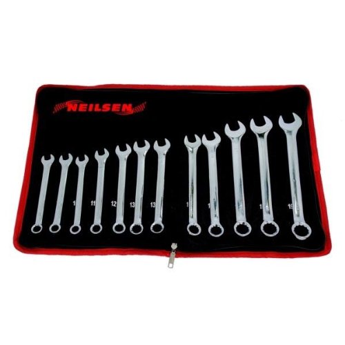 Spanner Set 12pc (Combination - Mirror Polished - Pouch) 10-19mm