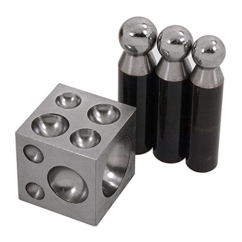 25PC Steel DAPPING Punch & Block Set with Wooden Stand for Craft Metal Shaping