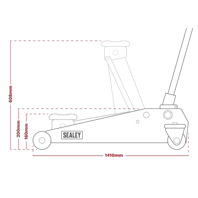 Sealey Premier Long Reach Trolley Jack 5 Tonne 5001