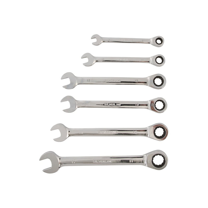 Silverline 633788 Fixed Head Ratchet Spanner Set 6pce 8 - 17 mm