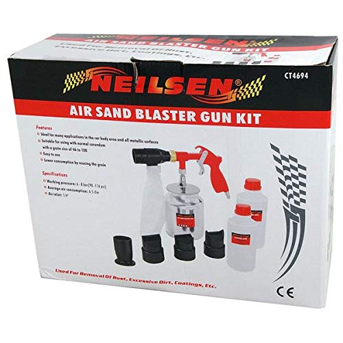 Air Sandblaster Gun Kit - Includes Blasting Sand Grit 60 and 4 Nozzles