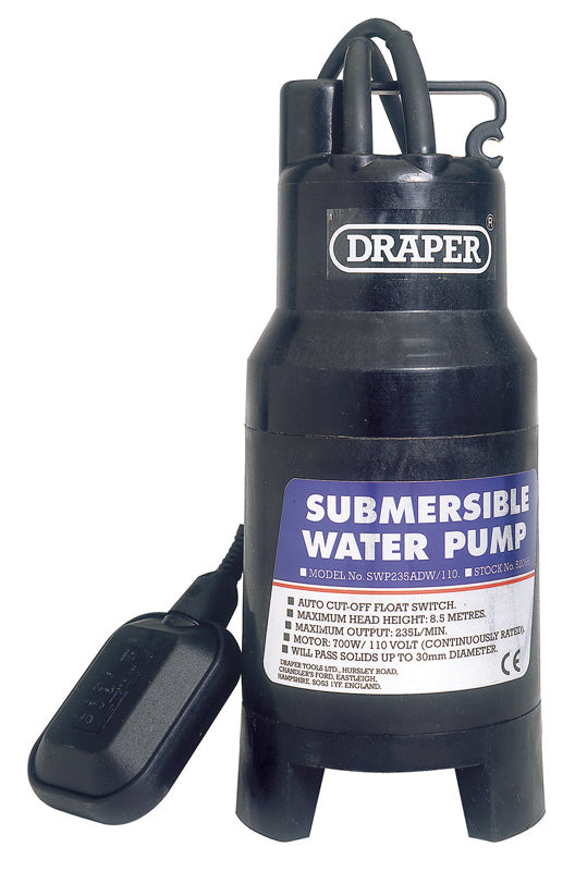 Draper 235L/Min 110V Submersible Dirty Water Pump with Float Switch (700W) 52066