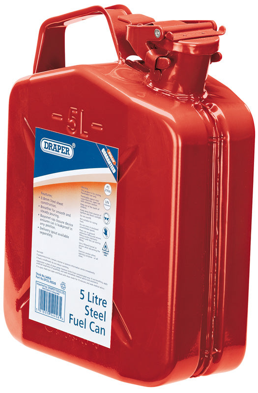 Draper 5L RED STEEL FUEL CAN 54456