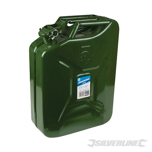 SILVERLINE JERRY CAN 20 LITRE METAL FUEL PETROL DIESEL 20L ARMY CONTAINER 730799