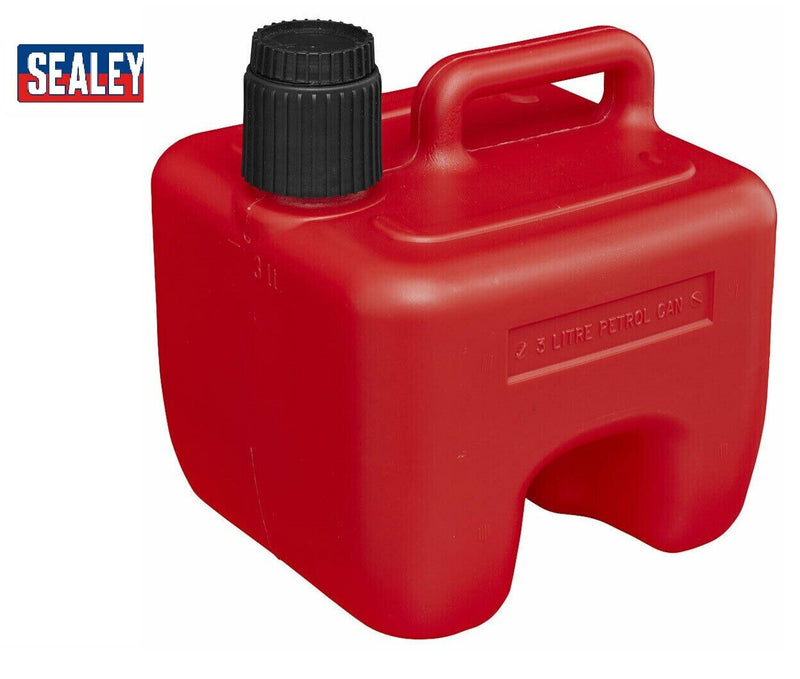 SEALEY JERRY CAN RED 3 LITRE PLASTIC FUEL PETROL DIESEL 3L STACKABLE JC3R