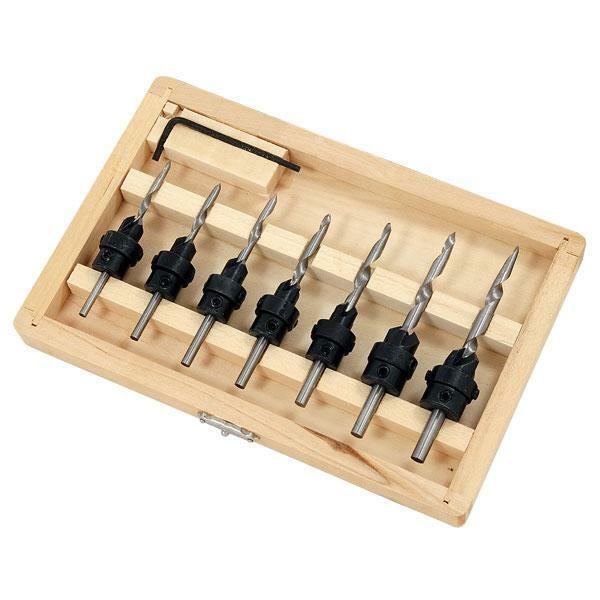 7pc Countersink Drill Bit Set Hss Screw Pilot Hole For Plastic Wood Bits 0650