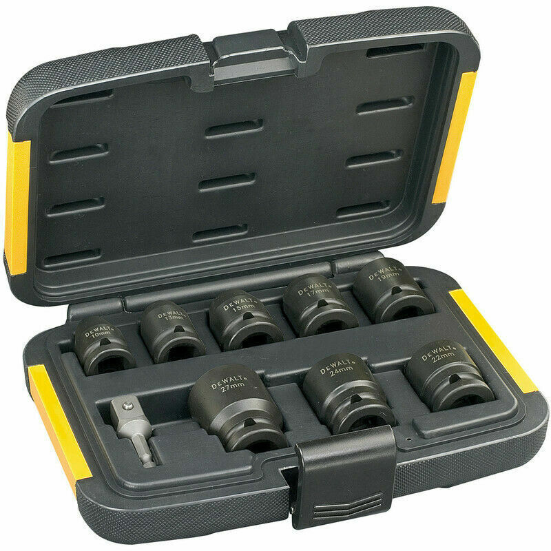 DEWALT DT7507 9PC 1/2" DRIVE IMPACT SOCKET EXTENSION BAR SET 10MM-27MM IN CASE