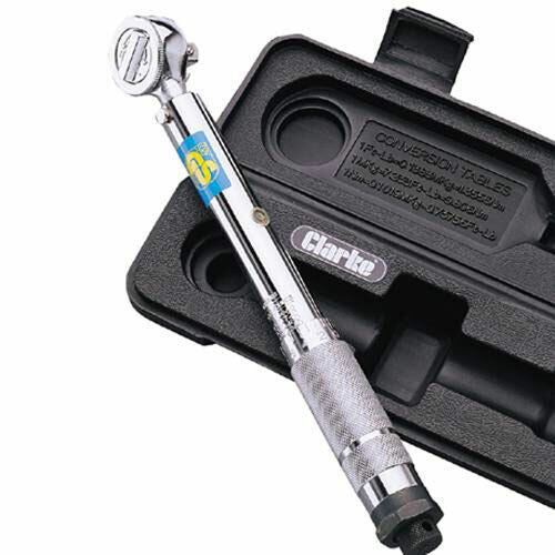 CLARKE TORQUE WRENCH 3/8" DRIVE 10-79 LBF/FT STEEL RATCHET GARAGE TOOL CASE 204